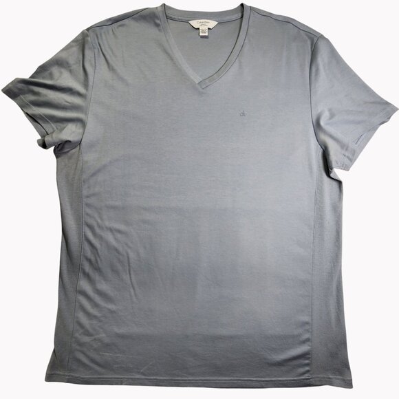 Calvin Klein Body Fit V-Neck T-Shirt XXL Gray 100% Cotton Mens Casual Tee - Picture 1 of 7